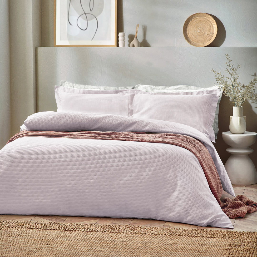Waffle Ks Duvet Set Blush