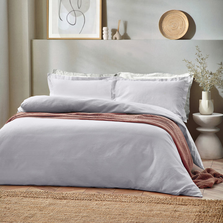 Waffle Ks Duvet Set Silver