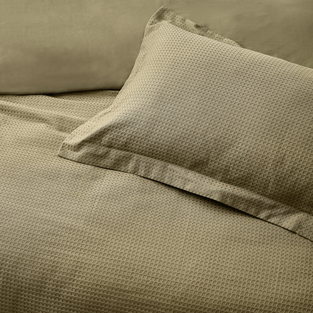 Waffle Super King Size Duvet Set Olive - image 3