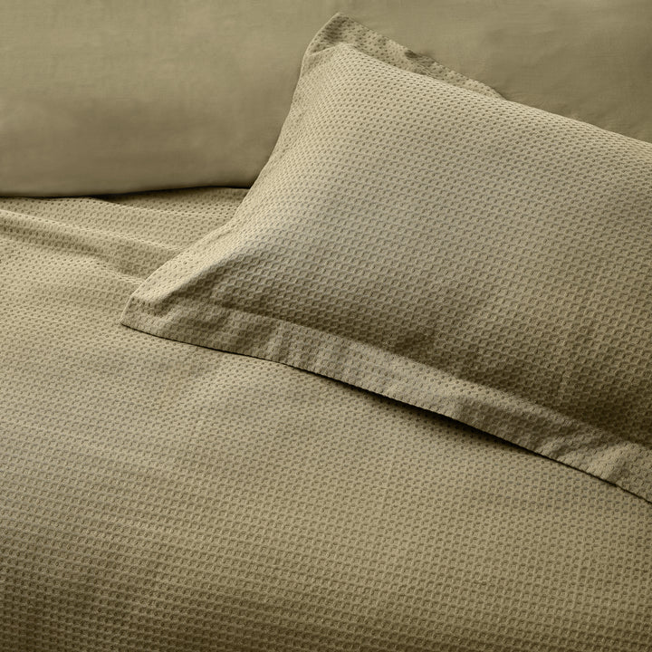 Waffle Super King Size Duvet Set Olive - image 3