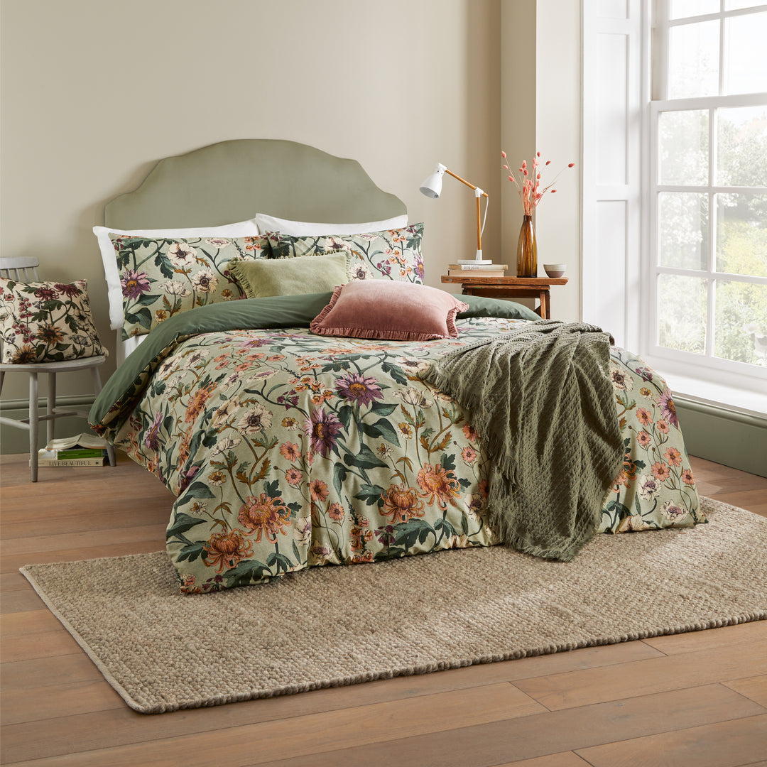 Wallflower Super King Duvet Set Celdaon Green