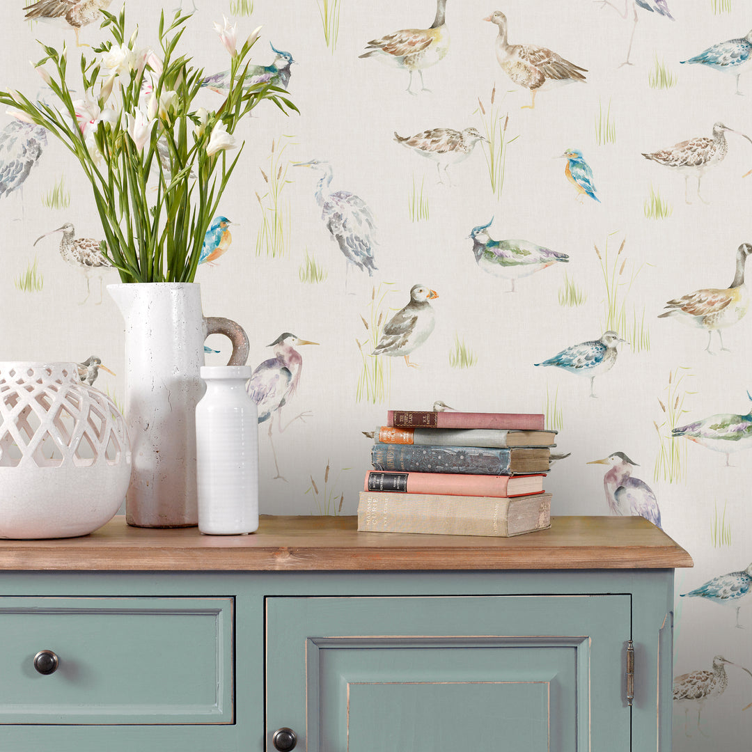 Waterfowl Wallpaper Linen