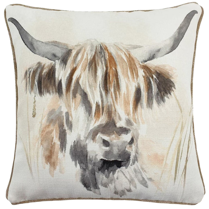 WATERCOLOUR HIGHLAND COW 43X43 C/CASE