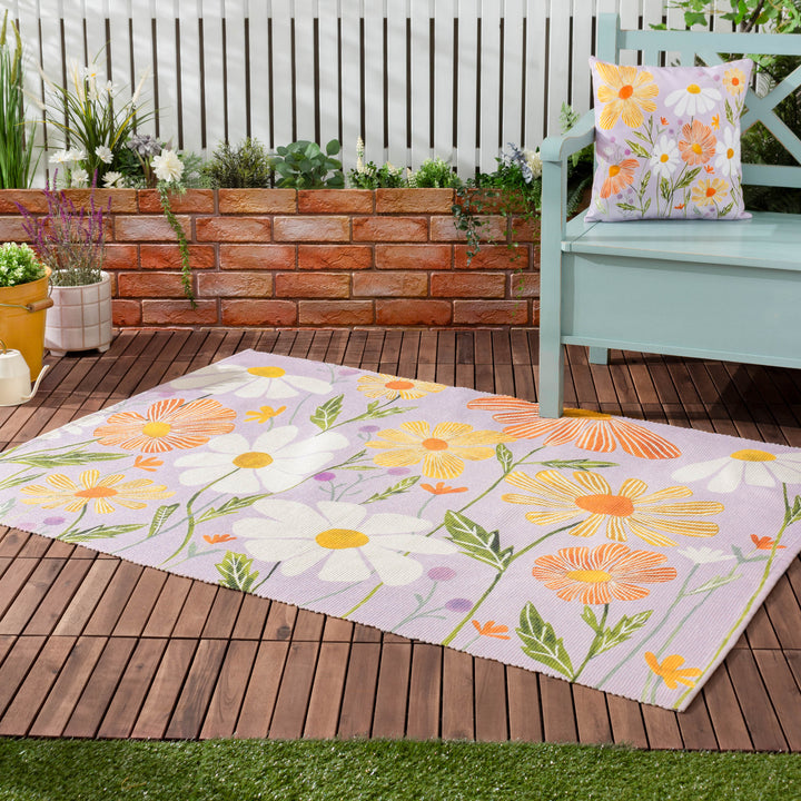 Wildflowers 43x43 Outdoor Cushion Case Lilac/Peach - image 5