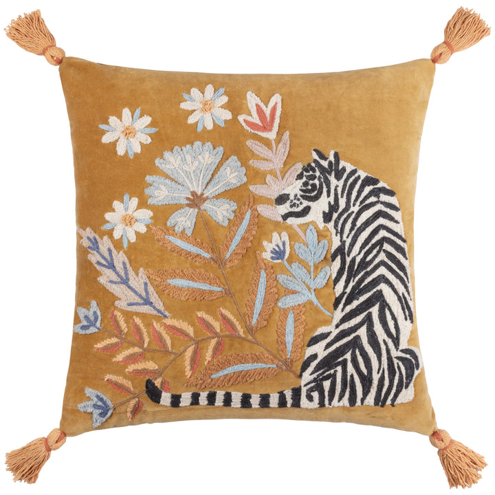 WHITE TIGER 50X50 CUSHION CASE GOLD