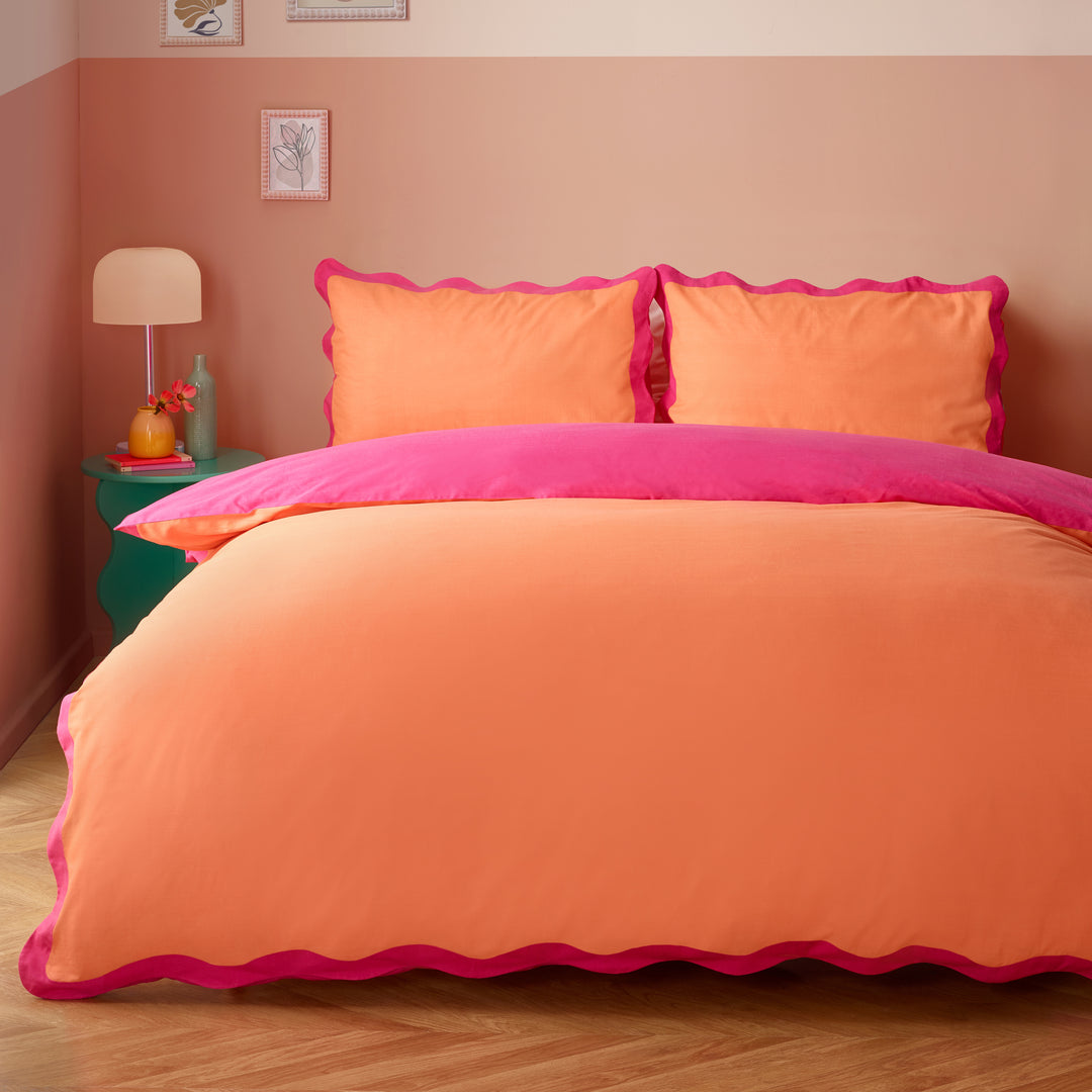 Wigglescallop Super King Duvet Set Coral/Pink