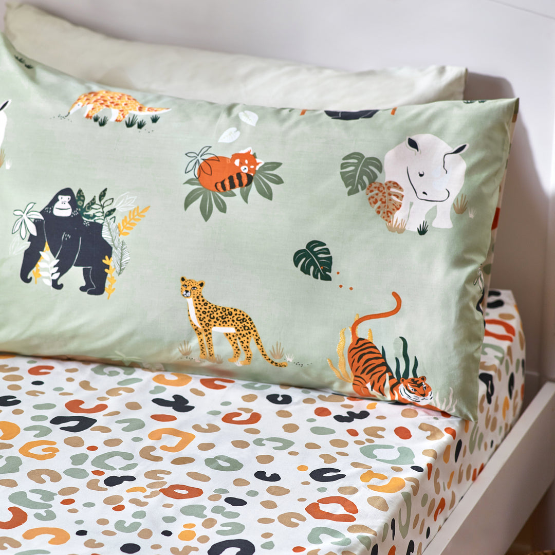 Wildlife Double Fitted Sheet Multi/Green