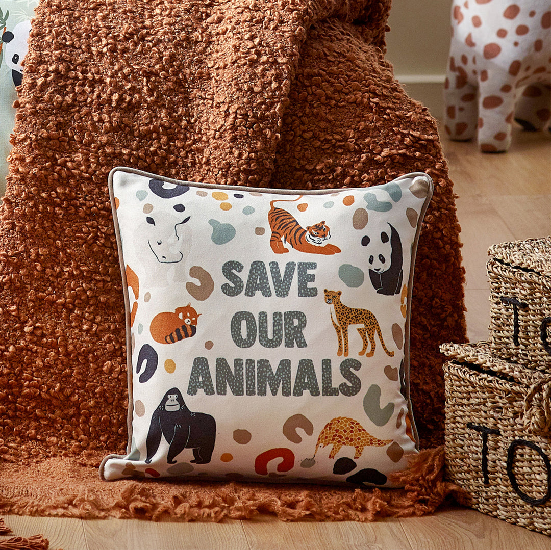 Wildlife Save Our Animals 43x43 Cushion Case Multi