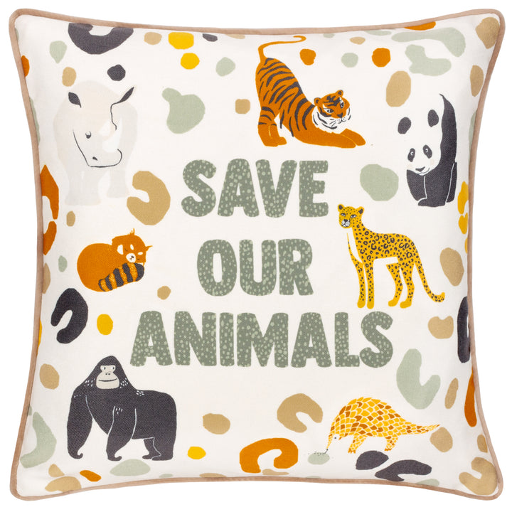 WILDLIFE SAVE OUR ANIMALS 43X43 CUSHION CASE MULTI