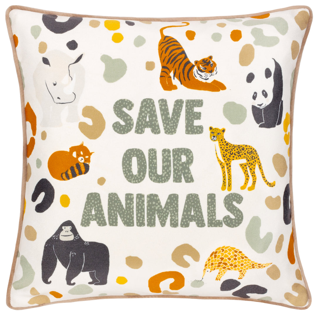 Wildlife Save Our Animals 43x43 Cushion Case Multi - image 2