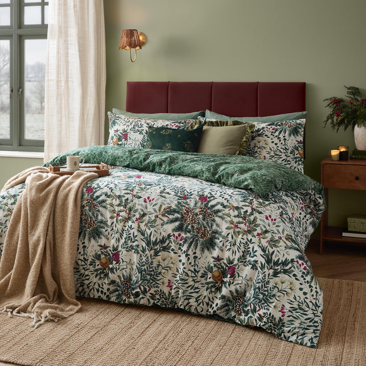 Winter Foliage Double Duvet Set Pine Green