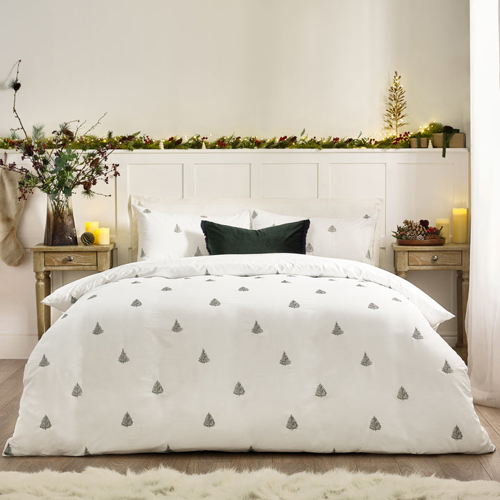 Winterforest Single Duvet Set White/Forest Green