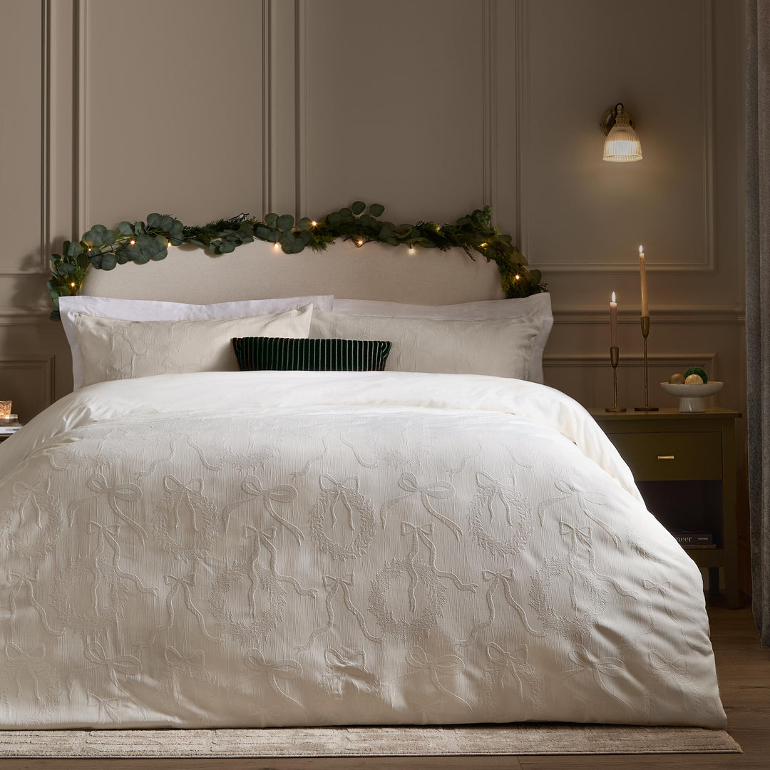 Winter Wreath Double Duvet Set White