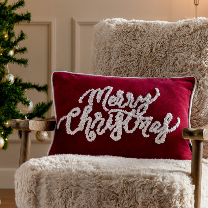 WINTER MERRY CHRISTMAS 35X50 CUSHION CASE RED