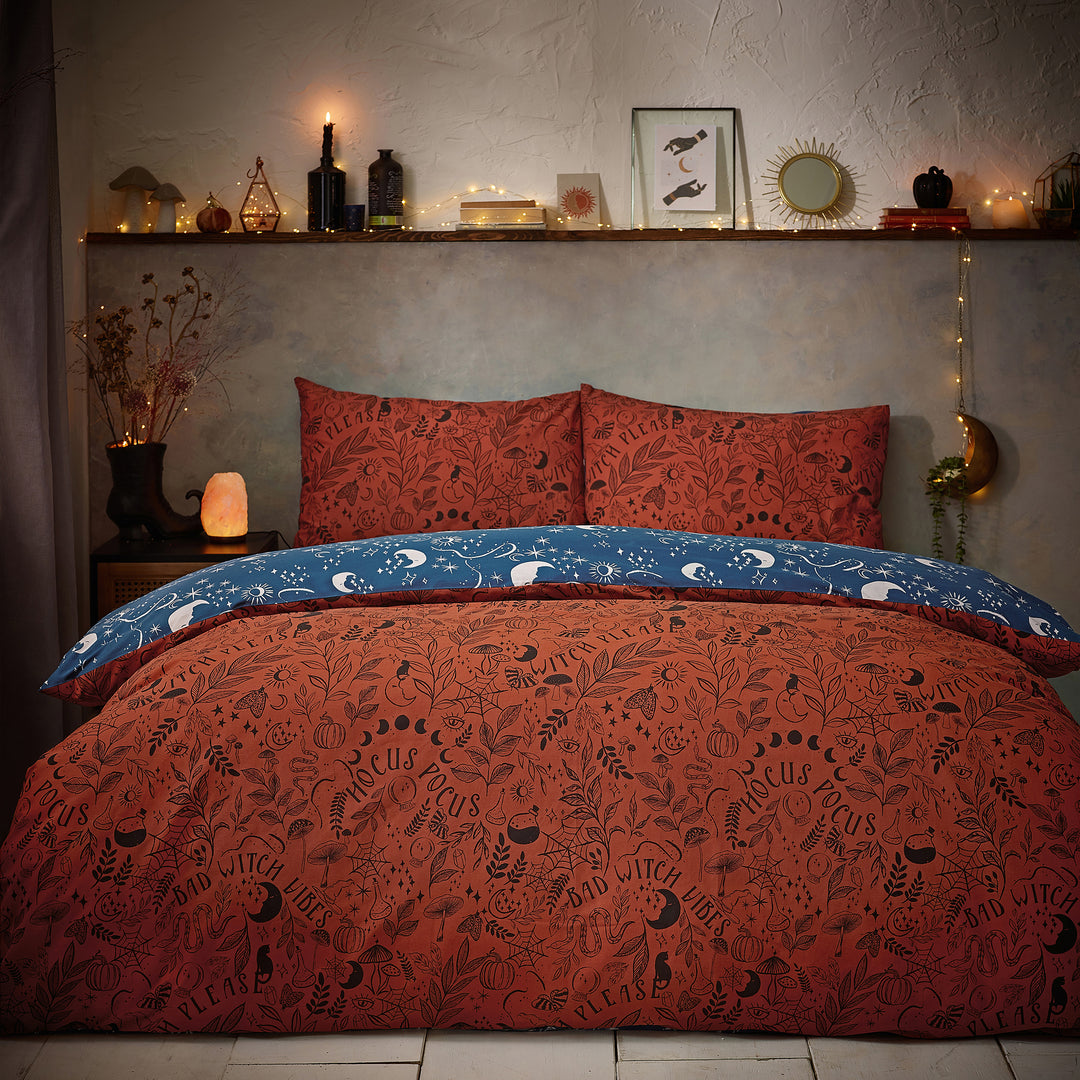 Witchy Vibes Double Duvet Set Rust
