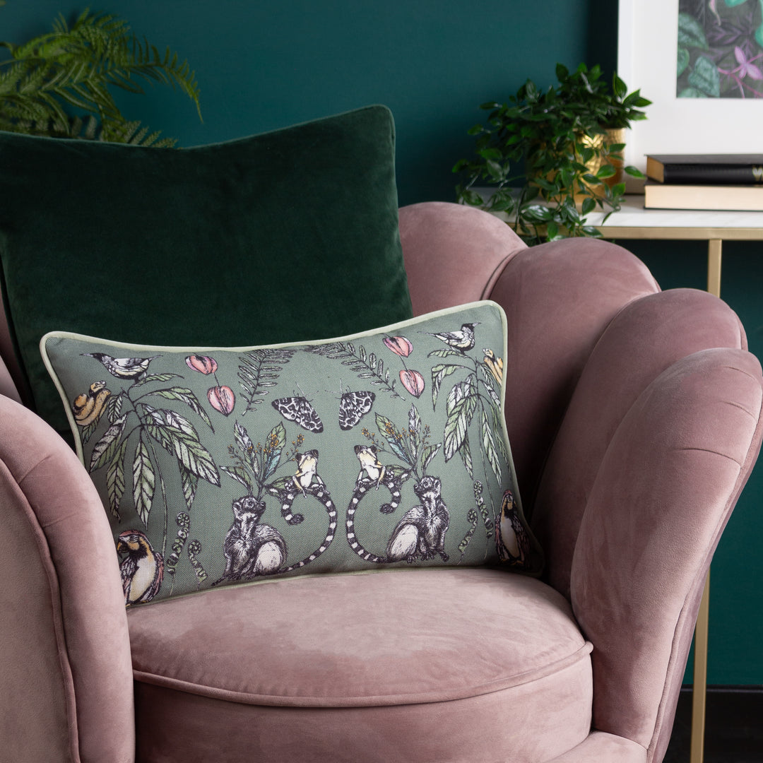 WILD MIRRORED CREATURES 30X50 CUSHION CASE SAGE
