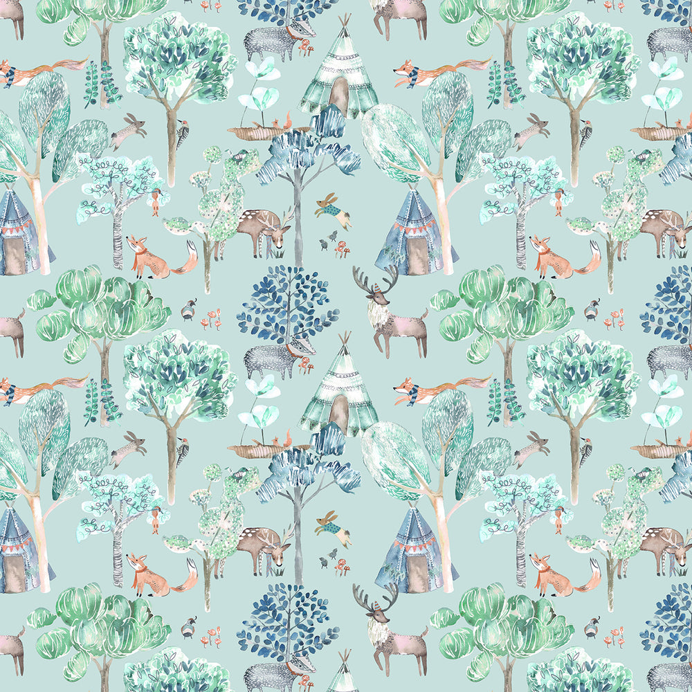 Woodlandadventures Wallpaper Aqua - image 2