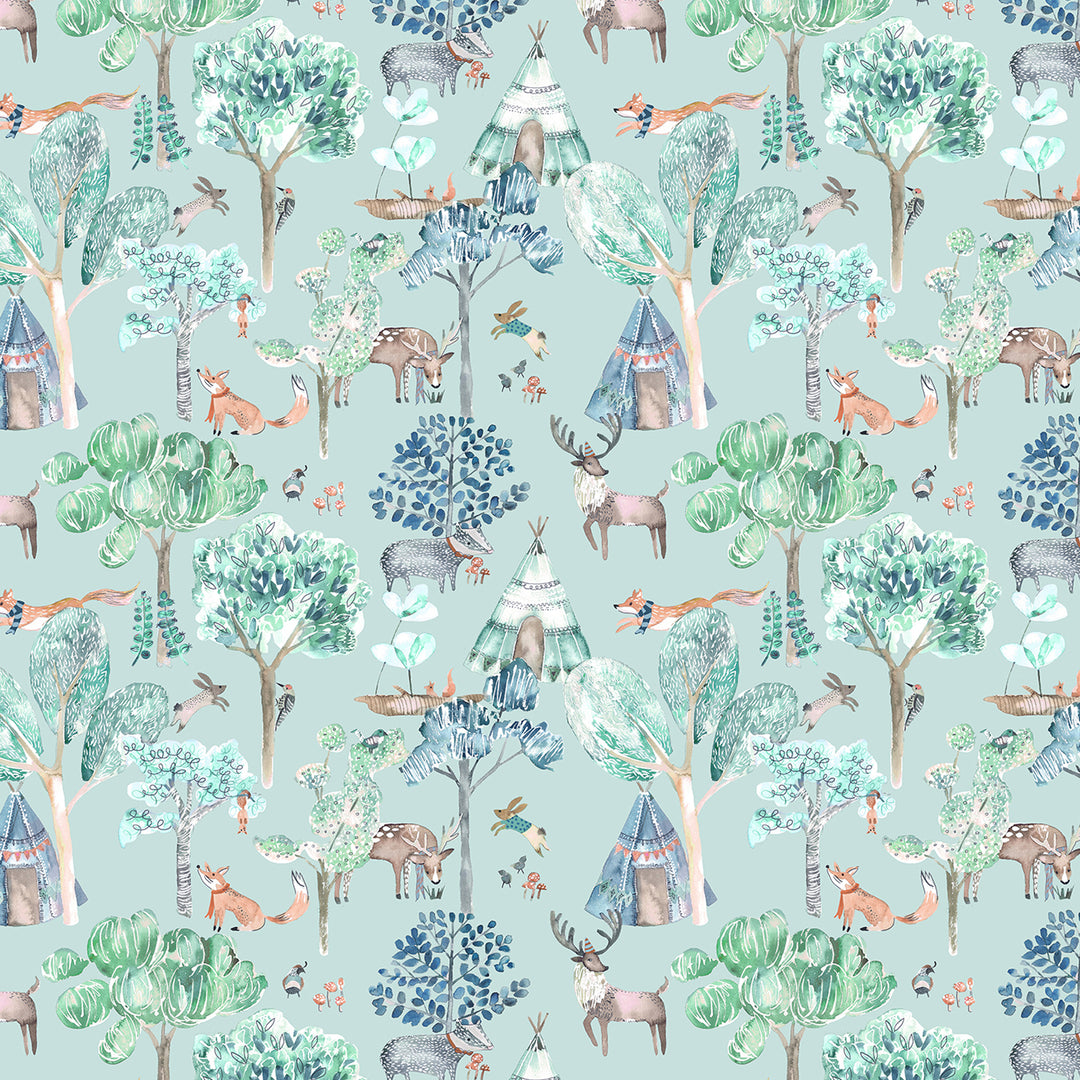 Woodlandadventures Wallpaper Aqua - image 2