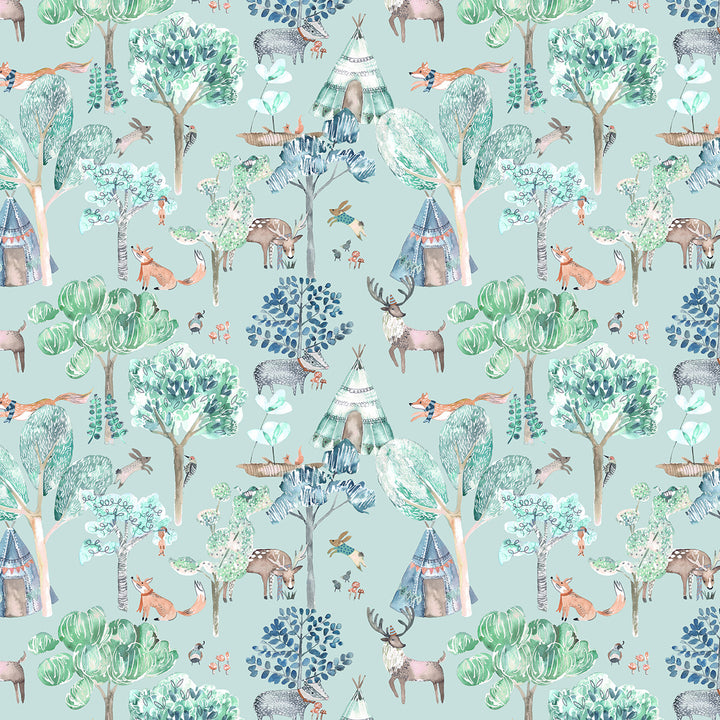 Woodlandadventures Wallpaper Aqua - image 2