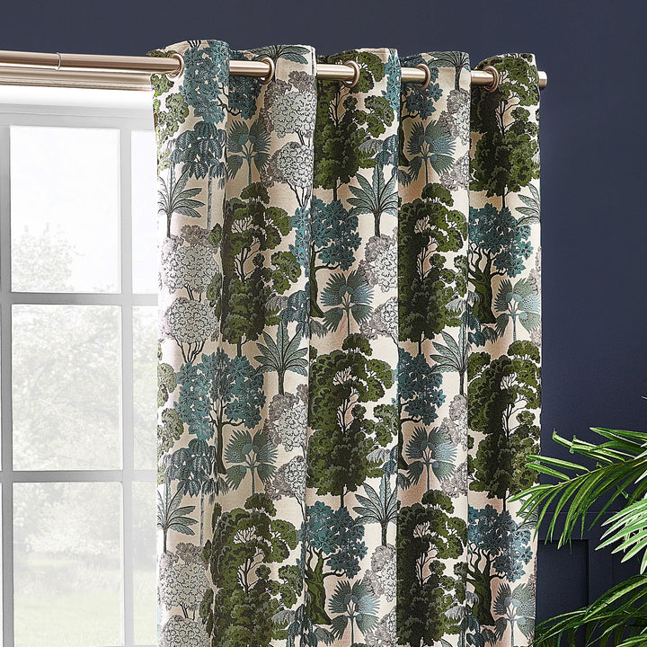 WOODLANDS 229X137 EYELET CURTAINS GREEN