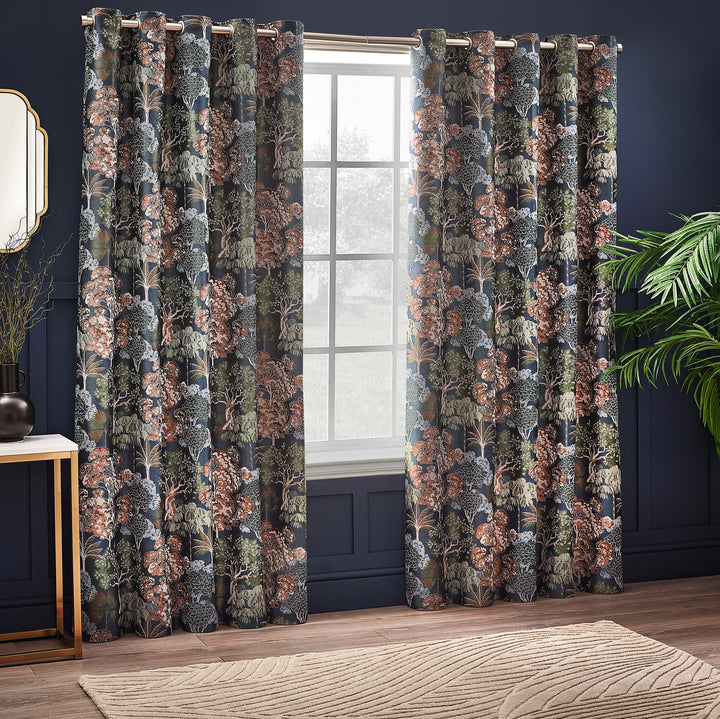 WOODLANDS 168X229 EYELET CURTAINS NAVY