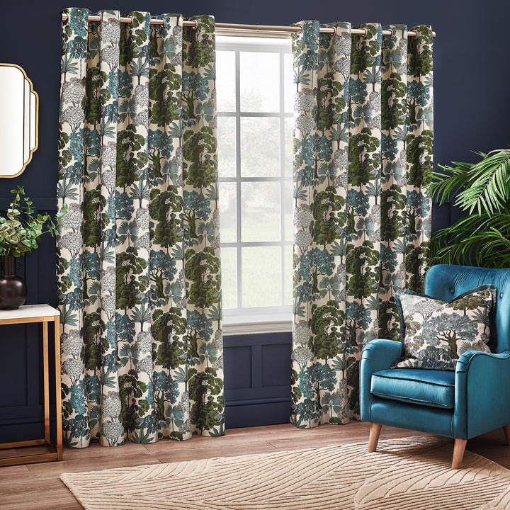WOODLANDS 229X229 EYELET CURTAINS GREEN