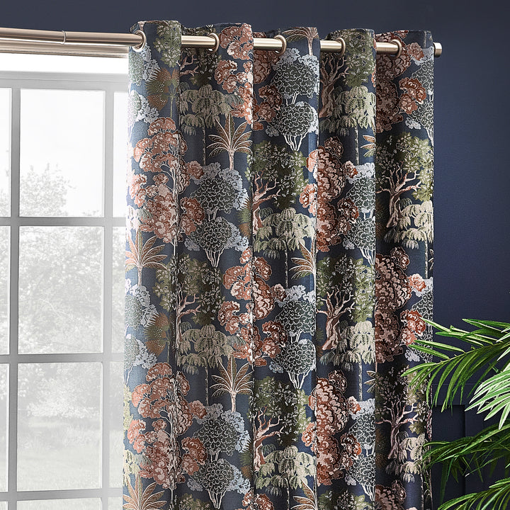 WOODLANDS 229X183 EYELET CURTAINS NAVY