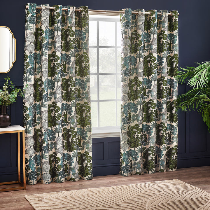 WOODLANDS 117X183 EYELET CURTAINS GREEN