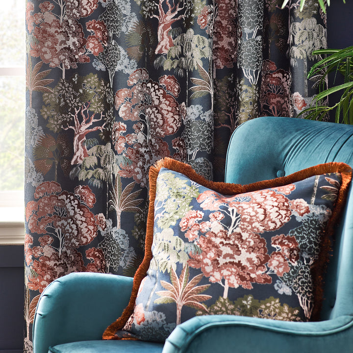 WOODLANDS 117X183 EYELET CURTAINS NAVY