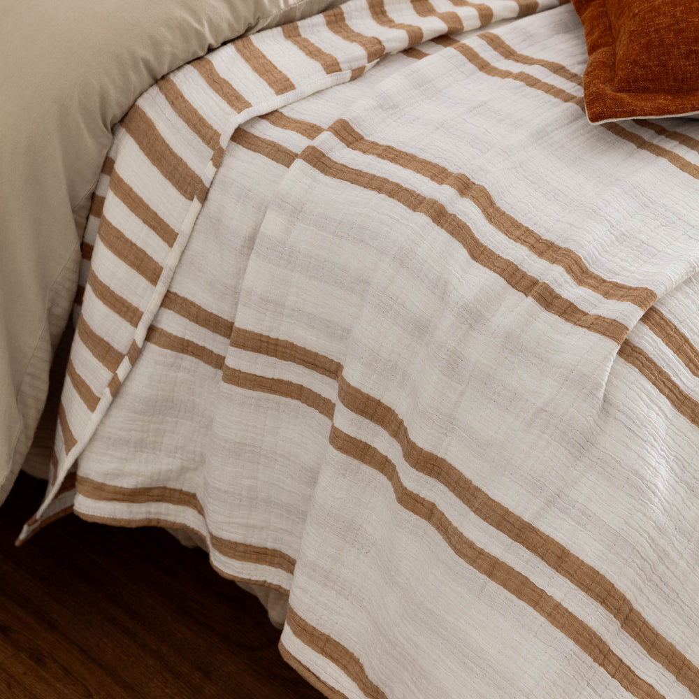 Woven Stripe 140x220 Bedspread Cinnamon - image 2