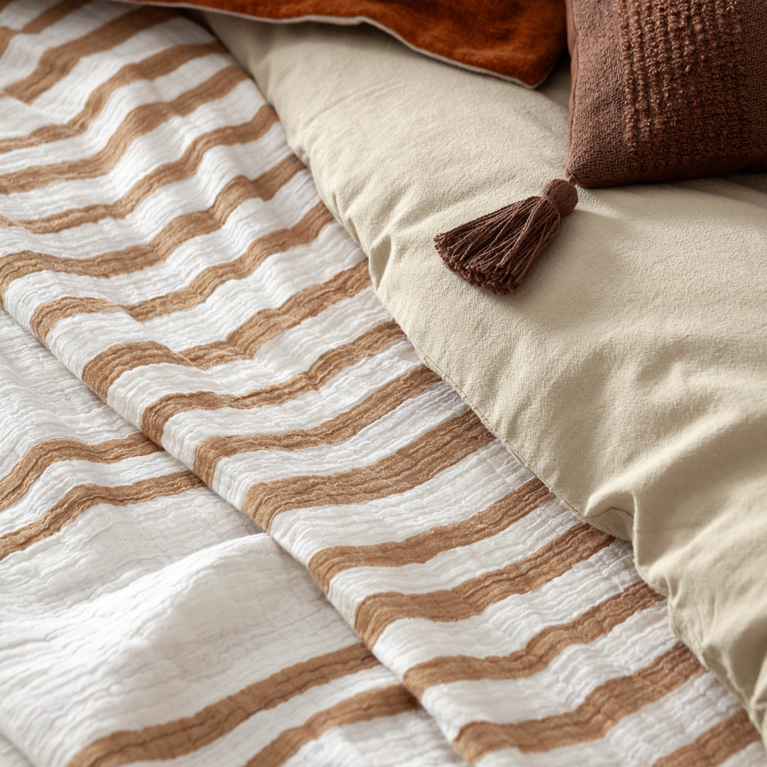 Woven Stripe 140x220 Bedspread Cinnamon - image 4