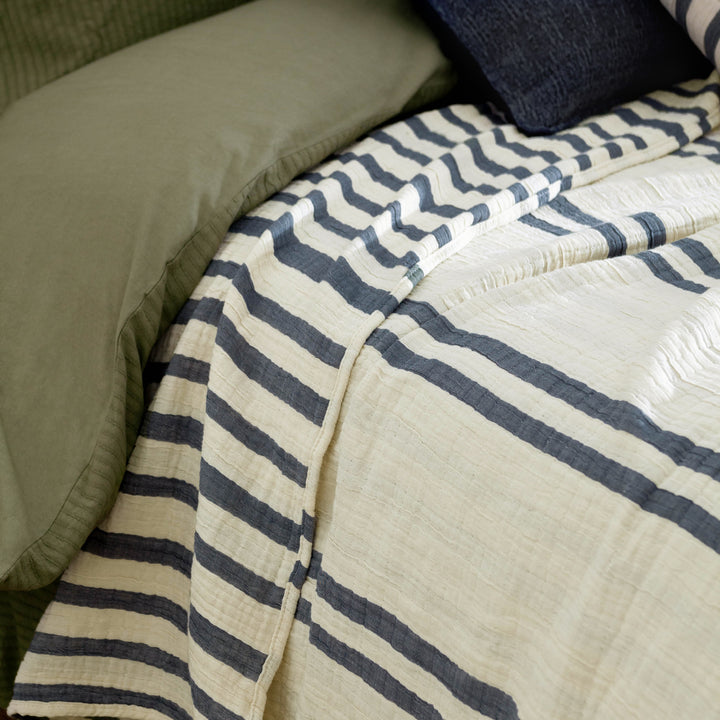 Woven Stripe 140x220 Bedspread Dusk Blue - image 2