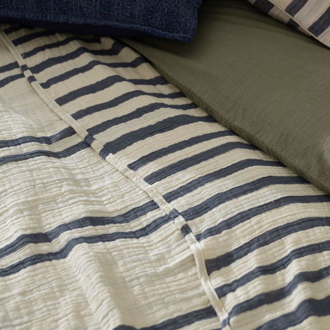 Woven Stripe 140x220 Bedspread Dusk Blue - image 4