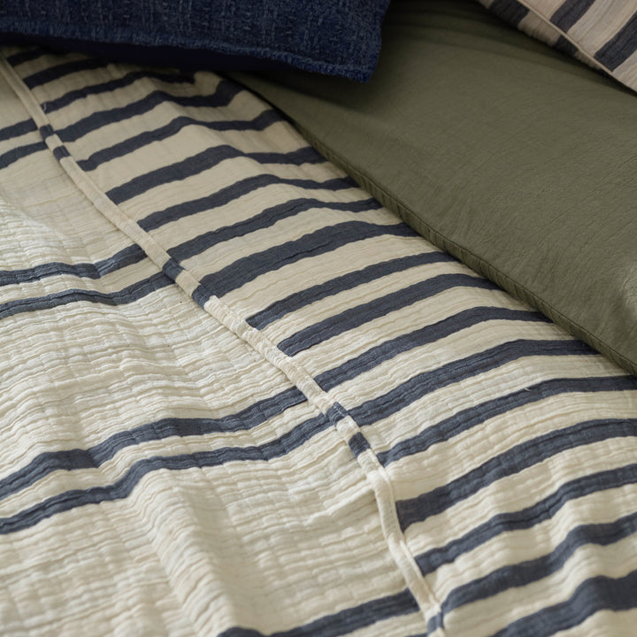 Woven Stripe 140x220 Bedspread Dusk Blue - image 4