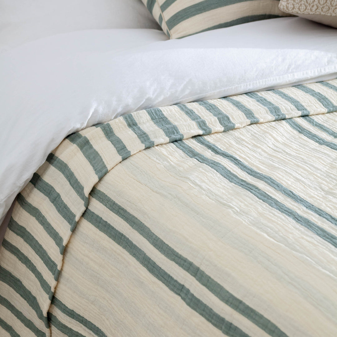 Woven Stripe 140x220 Bedspread Eucalyptus - image 2