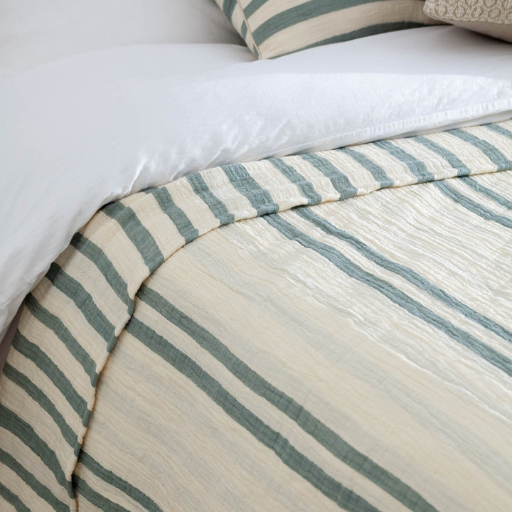 Woven Stripe 140x220 Bedspread Eucalyptus - image 2