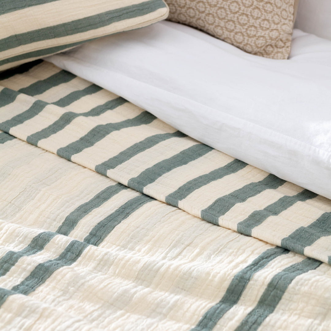 Woven Stripe 140x220 Bedspread Eucalyptus - image 4