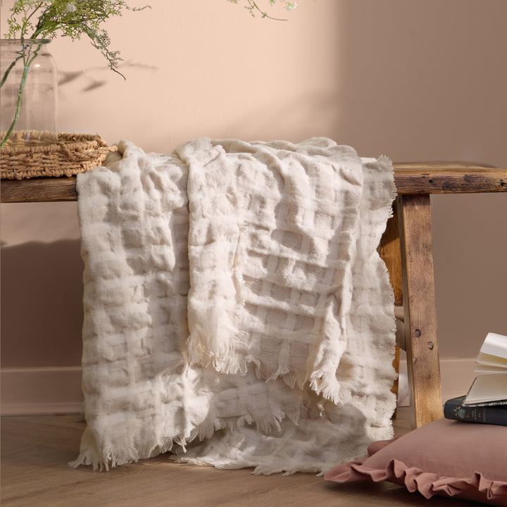 Walton Waffle 130x180 Throw Linen
