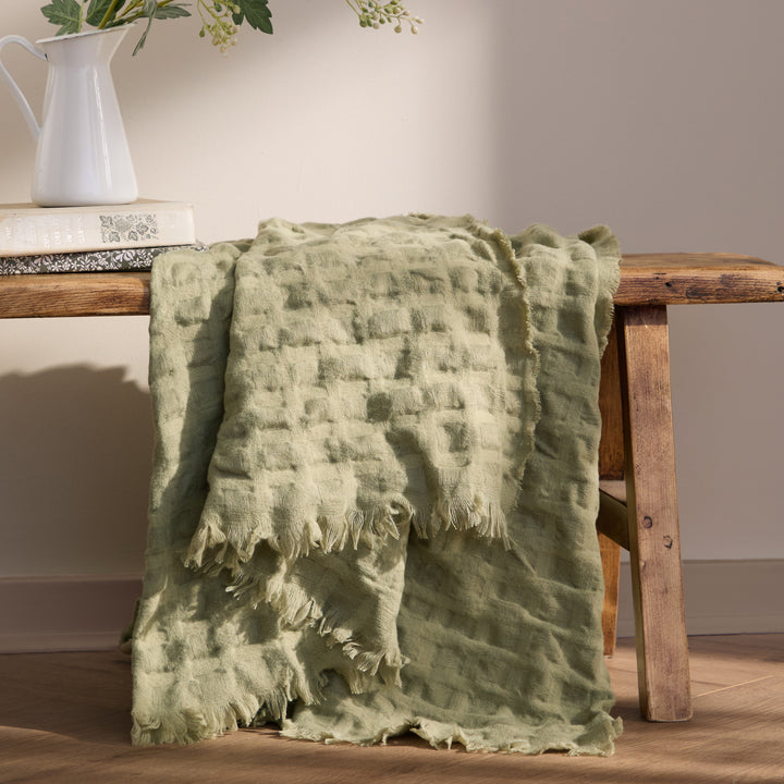 Walton Waffle 130x180 Throw Sage