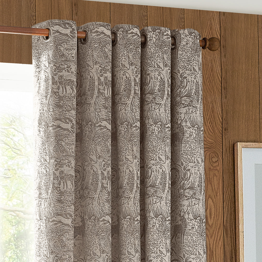 WINTER WOODS 167X137 EYELET CURTAINS TAUPE