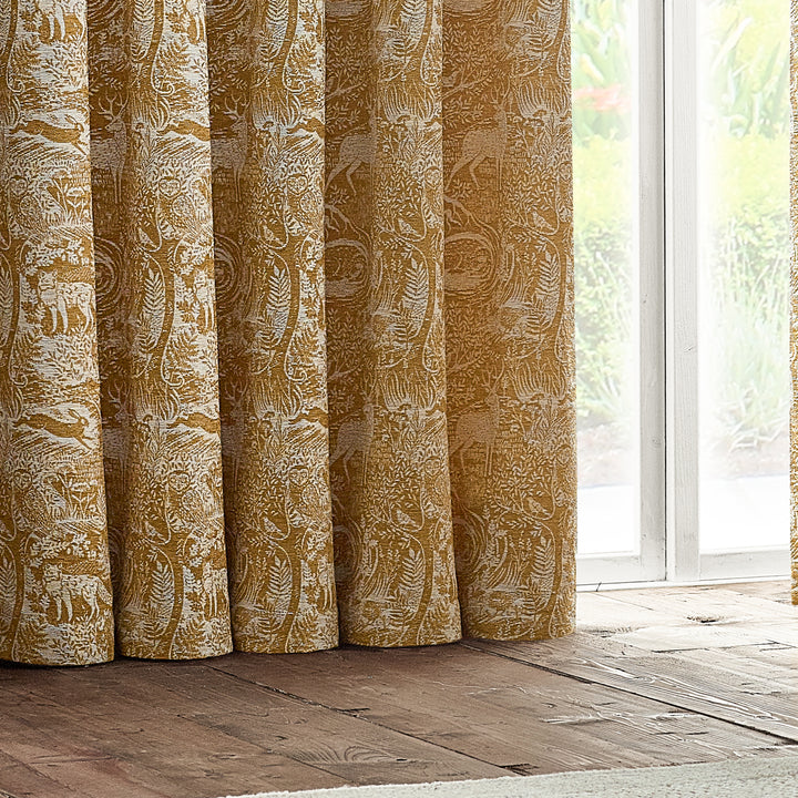 WINTER WOODS 228X228 EYELET CURTAINS OCHRE