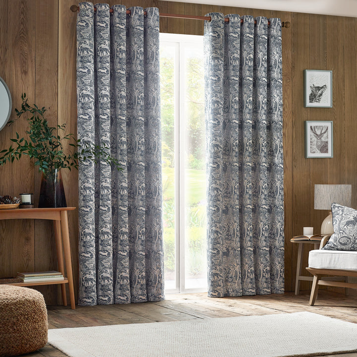 Winter Woods 167x182 Eyelet Curtains Midnight - image 6