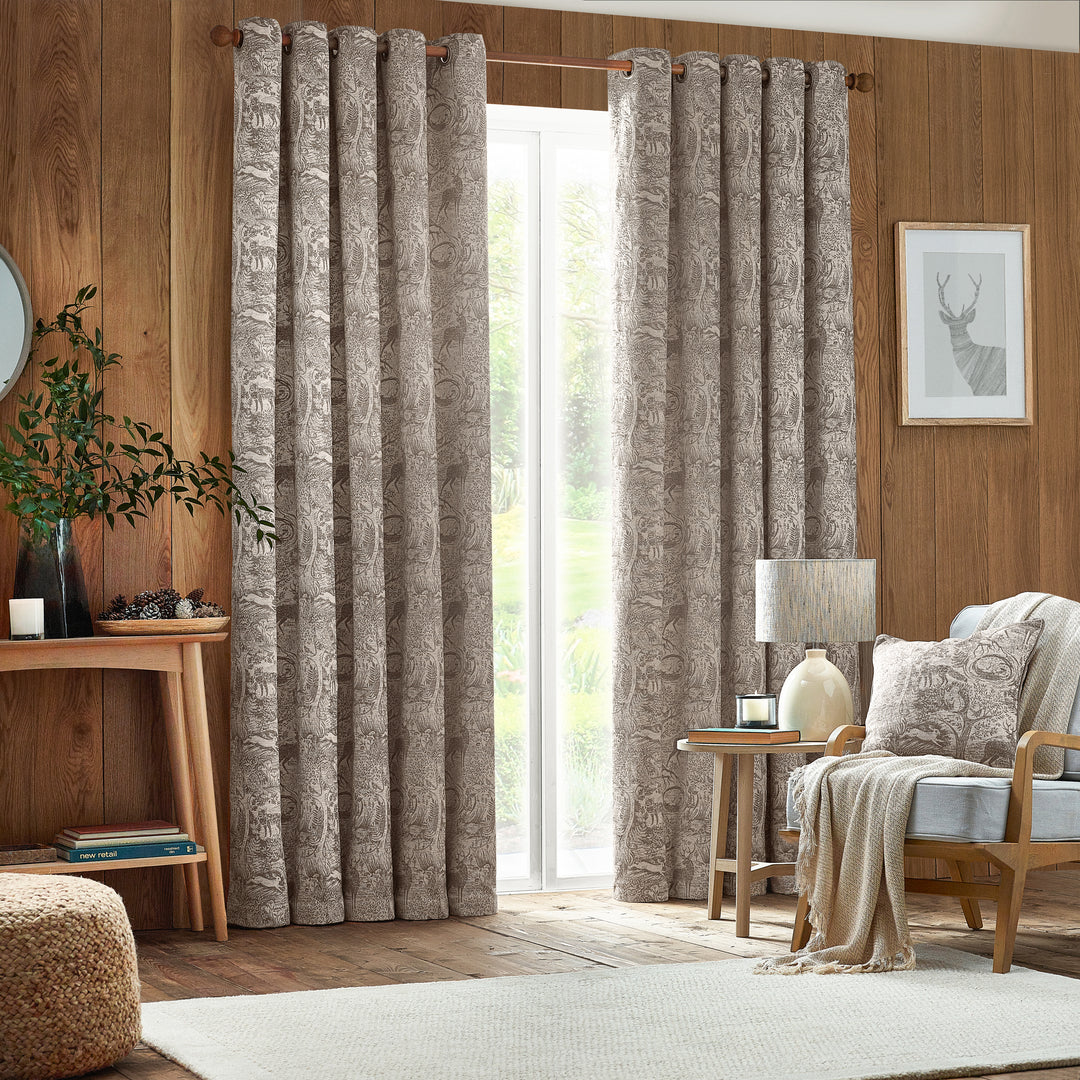 WINTER WOODS 228X182 EYELET CURTAINS TAUPE