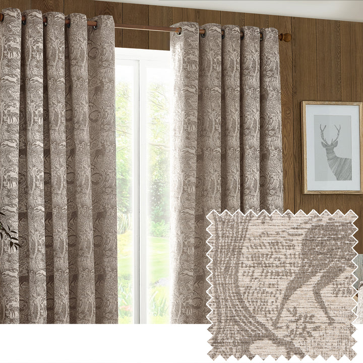 Winter Woods 117x137 Eyelet Curtains Taupe