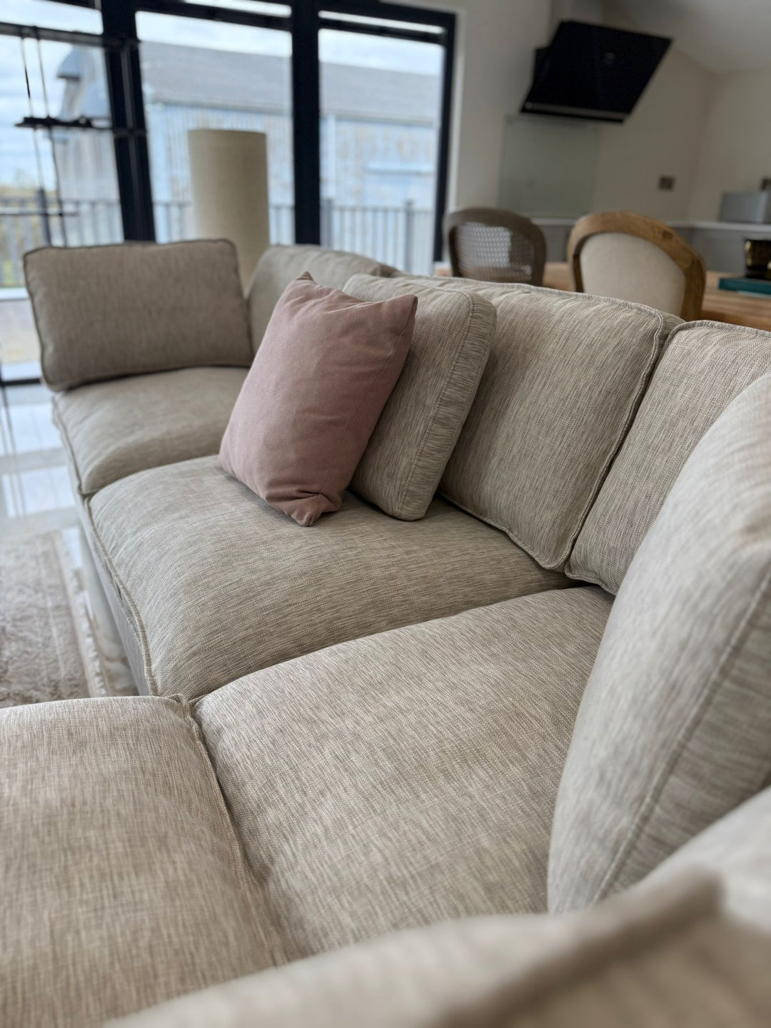 Santorini Sofa Grey Large Corner with Footstool