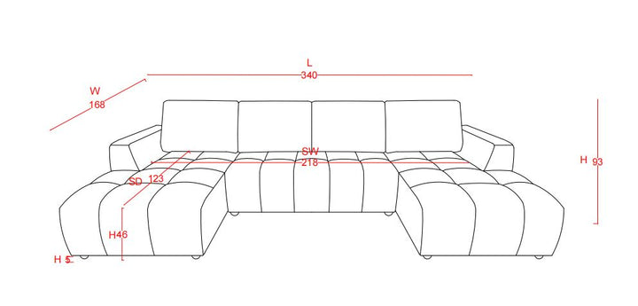 Shanghai Luxury Grey U Shape Corner Sofabed