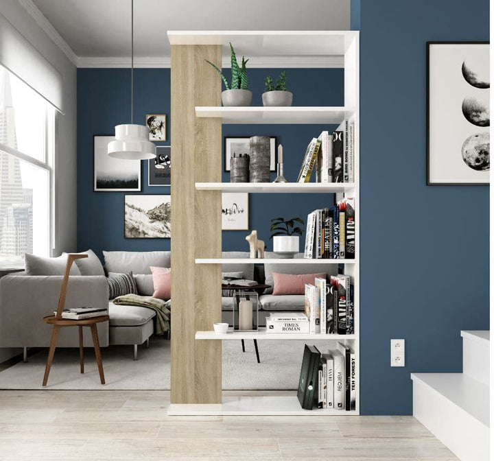 Rose White and Oak Effect Bookcase