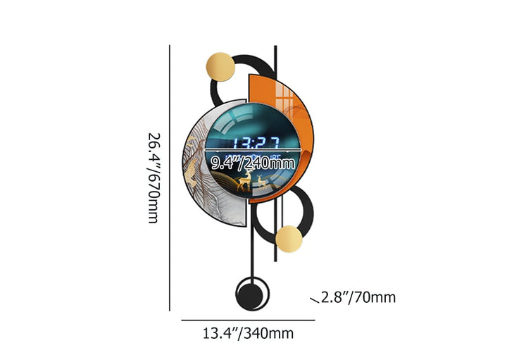 Glory Digital Wall Clock with LED Display 670mm