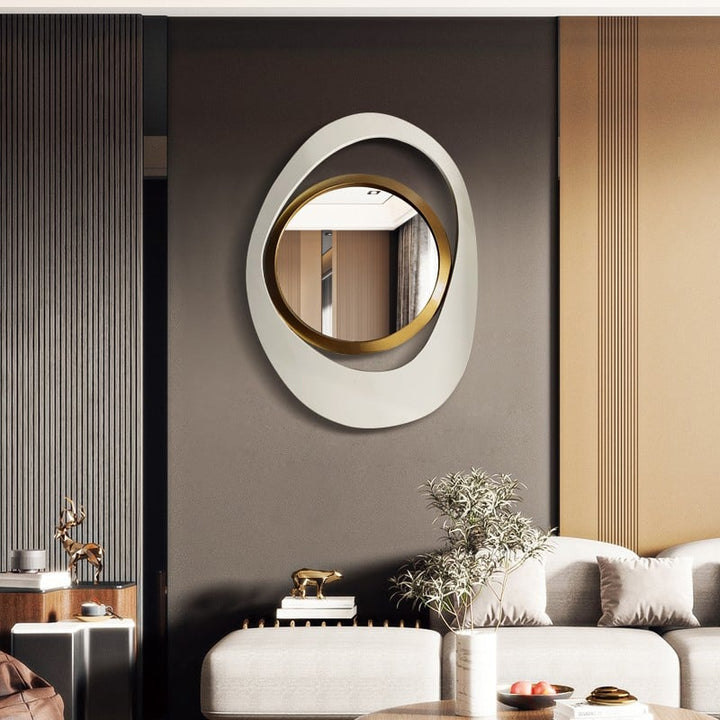 Modern Warm White & Gold Wall Mirror