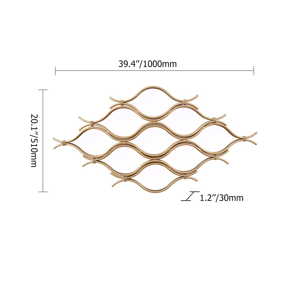 Gully Geometric Gold Metal Abstract Wall Mirror